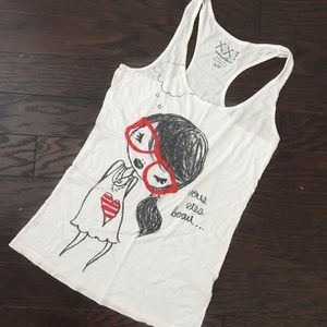 Forever 21 "Vous êtes beau" white tank